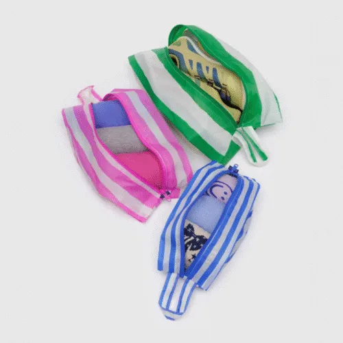 Set de 3 trousses de voyage à rayures, pochettes pour organiser votre valise - Twicy Store