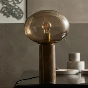 Lampe de table « BES » en marbre et verre fumé H45 cm – Twicy Store