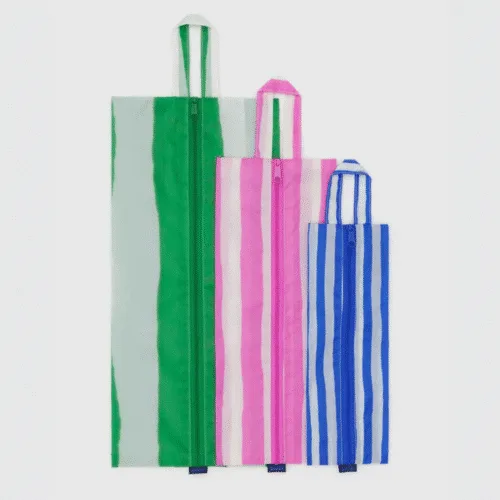 Set de 3 trousses de voyage à rayures, pochettes pour organiser votre valise - Twicy Store