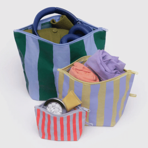 Pochettes de voyage zippées à rayures