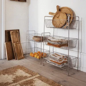 Étagère en fer avec 2 paniers de rangement, cuisine, bureau et salle de bain | Twicy Store