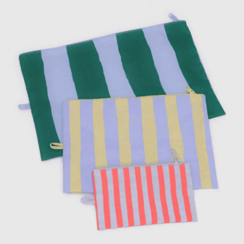 Pochettes de voyage zippées à rayures