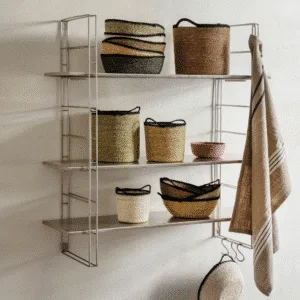 Etagère murale en fer 3 niveaux ajustables finition chrome | Twicy Store