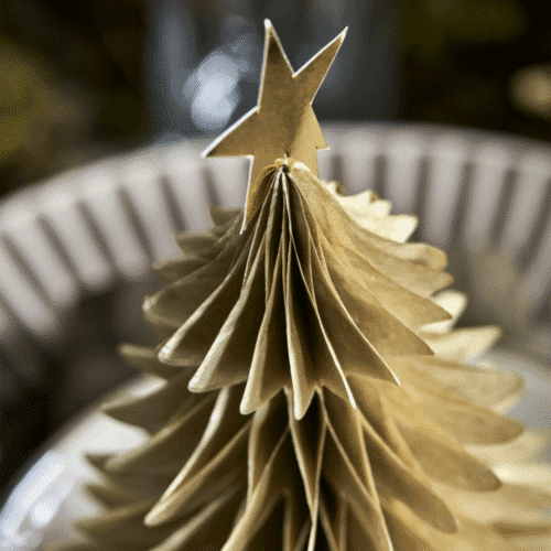 Lot de 3 sapins en papier doré – Décoration artisanale de Noël | Twicy Store