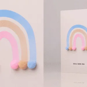Carte « Hello Little One » arc-en-ciel et pompons | Twicy Store