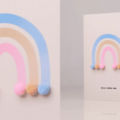 Carte "Hello Little One" arc-en-ciel et pompons | Twicy Store