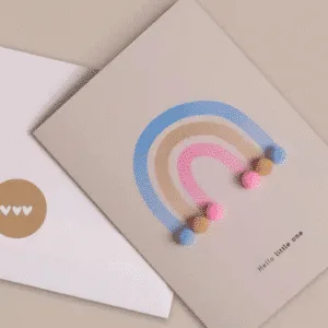 Carte « Hello Little One » arc-en-ciel et pompons | Twicy Store
