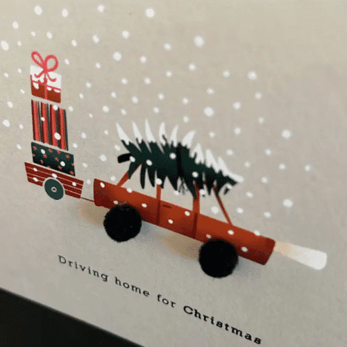 Carte "En route pour Noël" avec pompons | Twicy Store