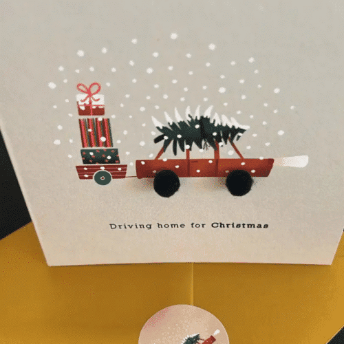 Carte "En route pour Noël" avec pompons | Twicy Store