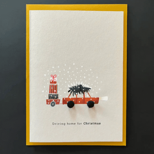 Carte "En route pour Noël" avec pompons | Twicy Store