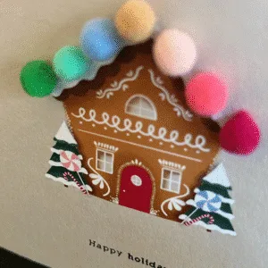 Carte « Maison pain d&rsquo;épices » avec pompons | Twicy Store