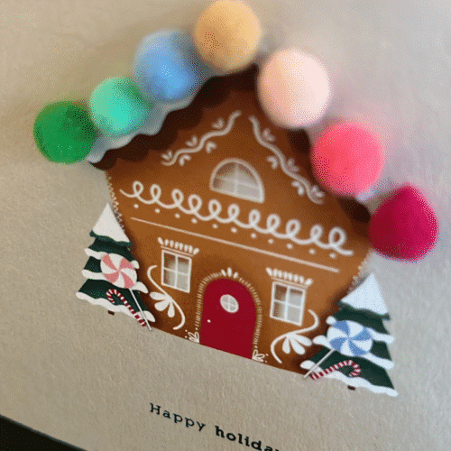 Carte "Maison pain d'épices" avec pompons | Twicy Store
