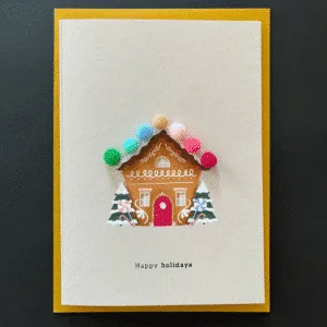 Carte « Maison pain d’épices » avec pompons | Twicy Store