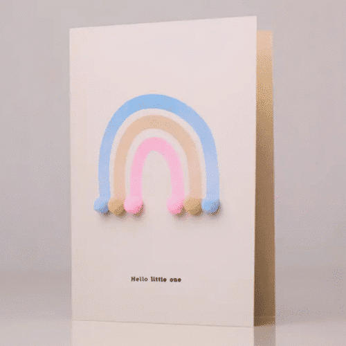 Carte "Hello Little One" arc-en-ciel et pompons | Twicy Store