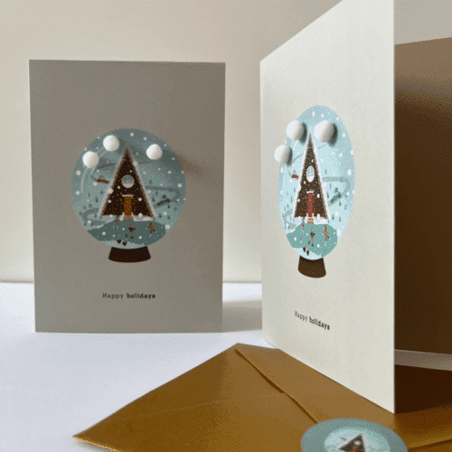 Carte de Noël "Boule à neige" avec pompons | Twicy Store