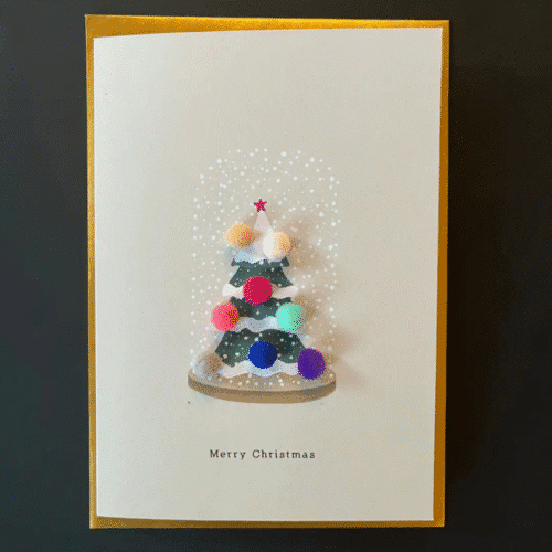 Carte "Sapin de Noël sous cloche" avec pompons | Twicy Store