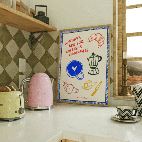 Affiche A4 “Sundays Are For Coffee And Croissants” – Déco cosy brunch | Twicy Store
