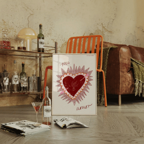 Affiche A3 “Mi Amor” – Poster cœur pastel & message d’amour | Twicy Store