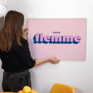 Affiche A3 « Grosse Flemme » – Humour & déco murale rose – Twicy Store