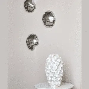 Décoration murale Croissant « Bobby » en grès finition chrome – Décoration murale design | Twicy Store