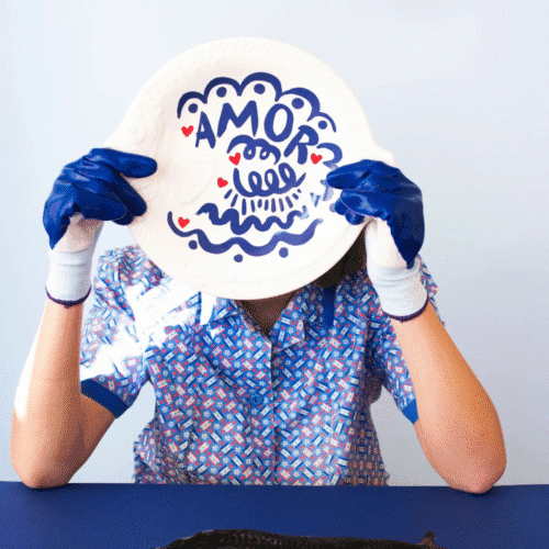 Plat barbotine poisson "Amore" bleu | Twicy Store