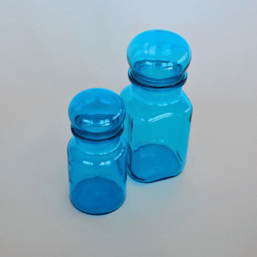 Ensemble de 2 bocaux Ariel en verre bleu avec bouchon hermétique | Twicy Store