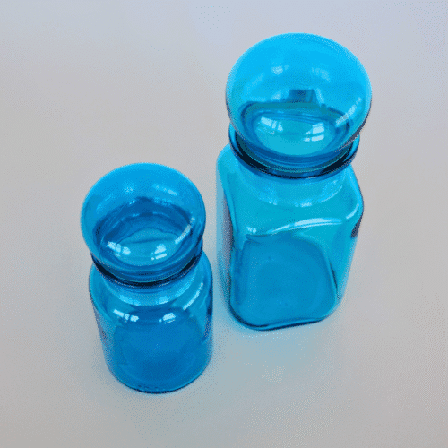 2 Bocaux en verre bleu – Bocaux d’apothicaire vintage années 70, Déco & conservation | Twicy Store