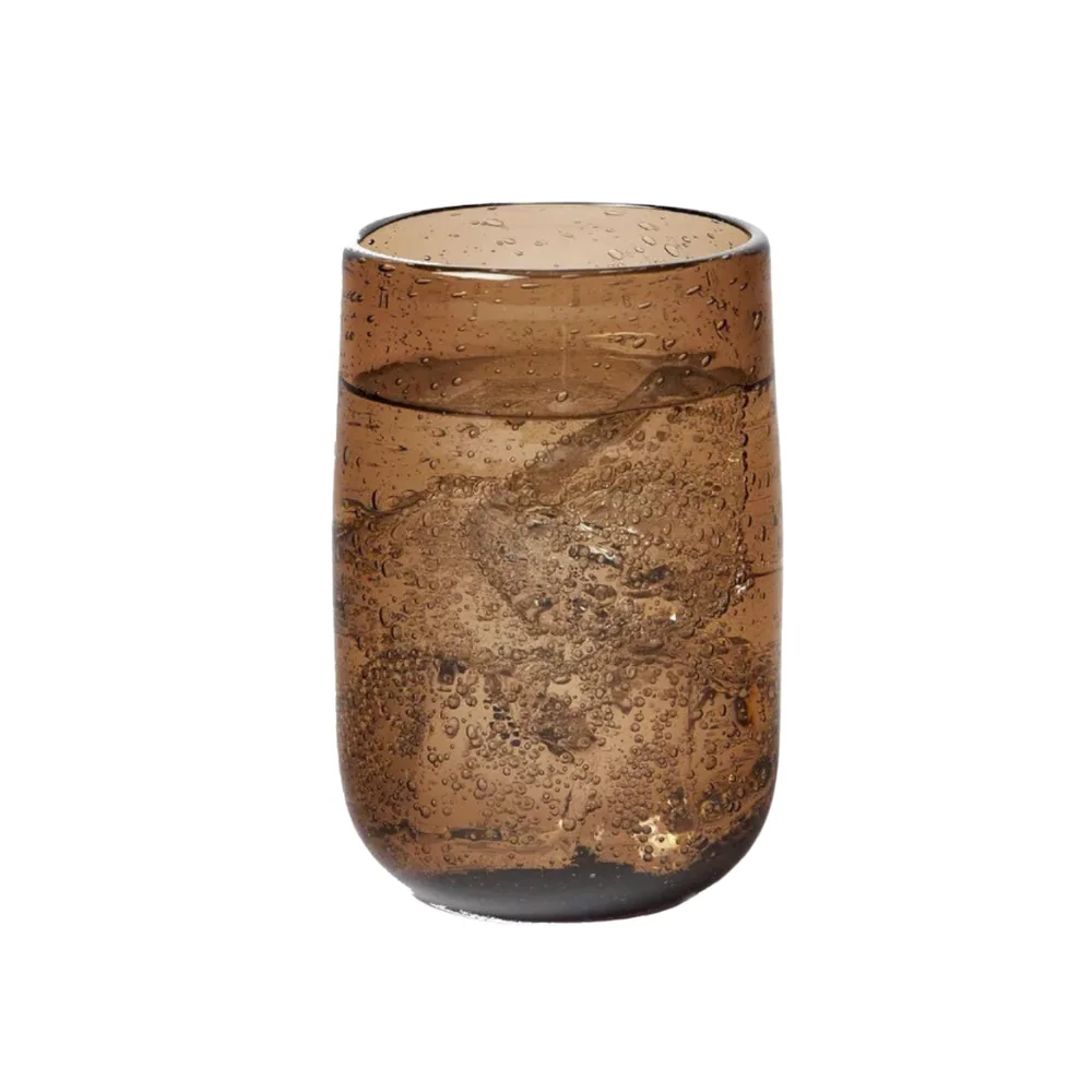 Verre "Bari", verre soufflé à bulles brun | Twicy Store