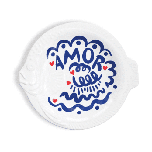 Plat barbotine poisson "Amore" bleu | Twicy Store