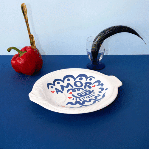 Plat barbotine poisson "Amore" bleu | Twicy Store