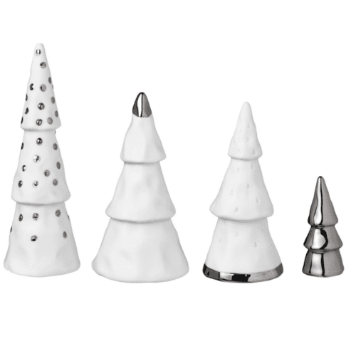 Fôret de Noël en argent - set de 4 sapins en porcelaine | Twicy Store