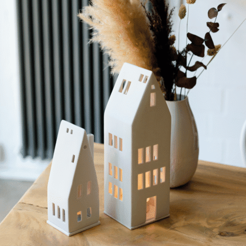 Maison photophore en porcelaine avec toit pointu - 20 cm | Twicy Store