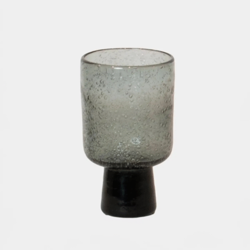 Verre à pied "Bari", verre soufflé à bulles gris | Twicy Store