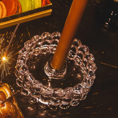 Bougeoir en verre avec motif bulles "Frey" | Twicy Store