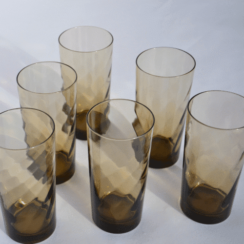 Lot de 6 verres "Long Drink" en verre fumé vintage | Twicy Store