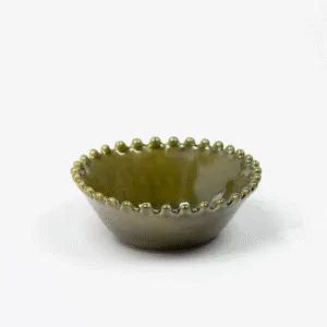 Bol « Eden » à bord perlé en grès porcelaine vert – Art de la table raffiné | Twicy Store