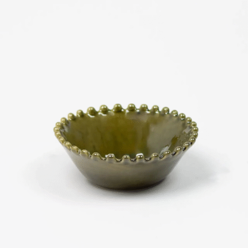 Bol "Eden" à bord perlé en grès porcelaine vert - Art de la table raffiné | Twicy Store