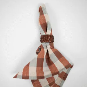 Rond de serviette en cuir tressé brun « Zuri » | Twicy Store