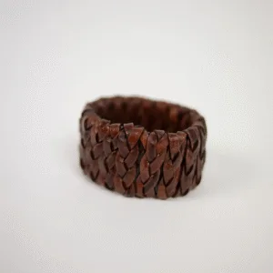 Rond de serviette en cuir tressé brun « Zuri » | Twicy Store