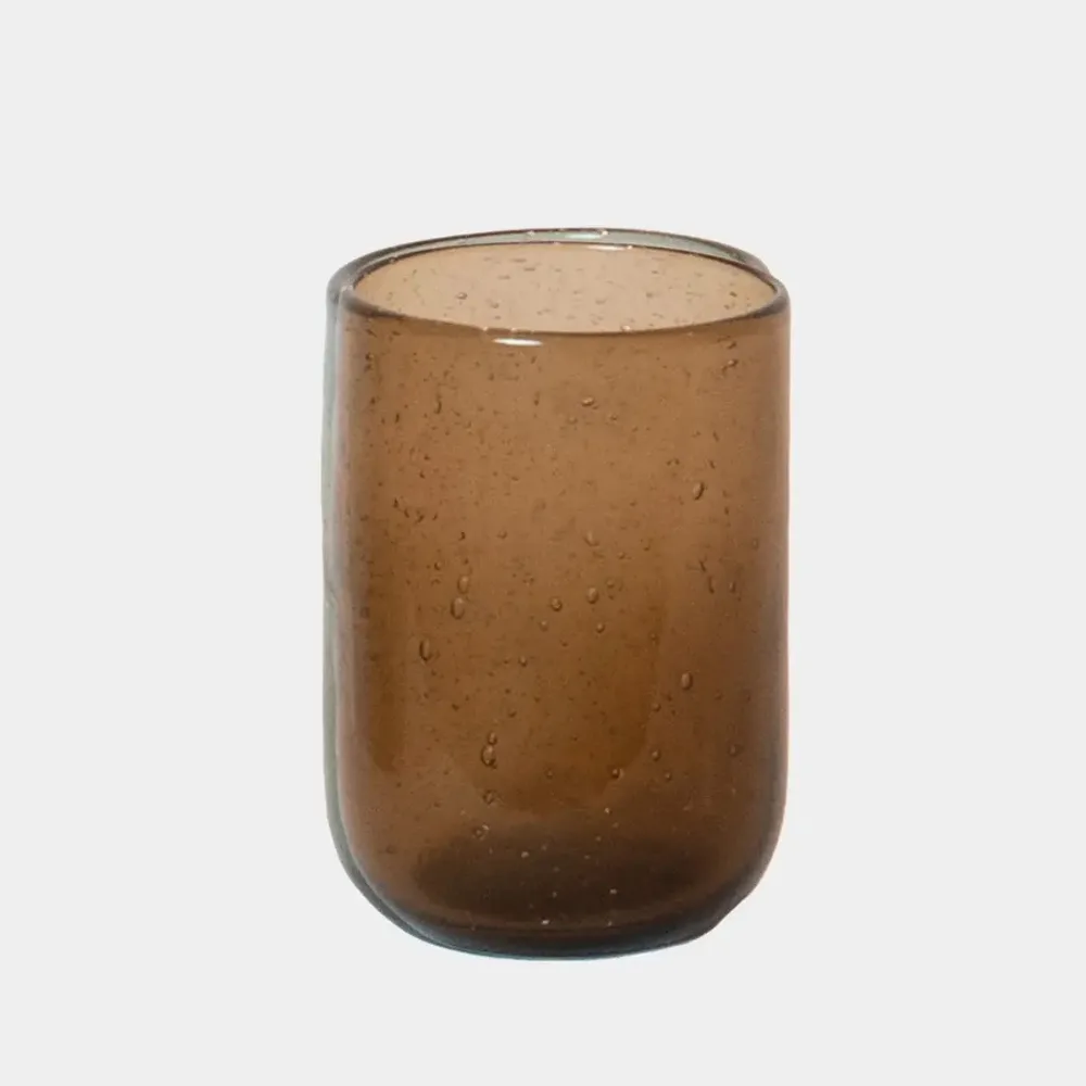 Verre "Bari", verre soufflé à bulles brun | Twicy Store