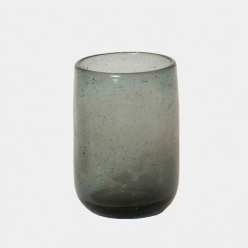 Verre "Bari", verre soufflé à bulles gris | Twicy Store