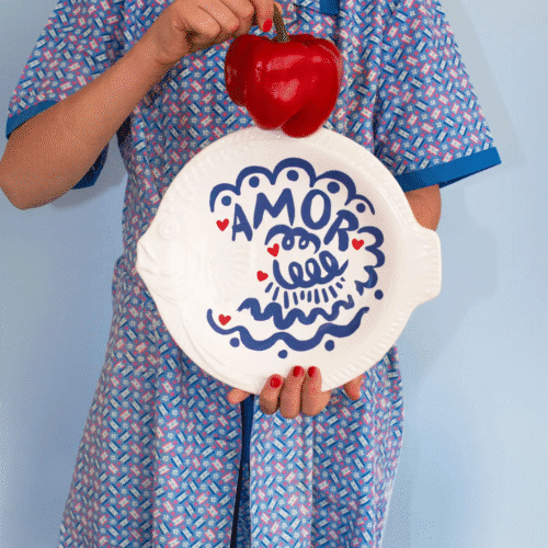 Plat barbotine poisson "Amore" bleu | Twicy Store