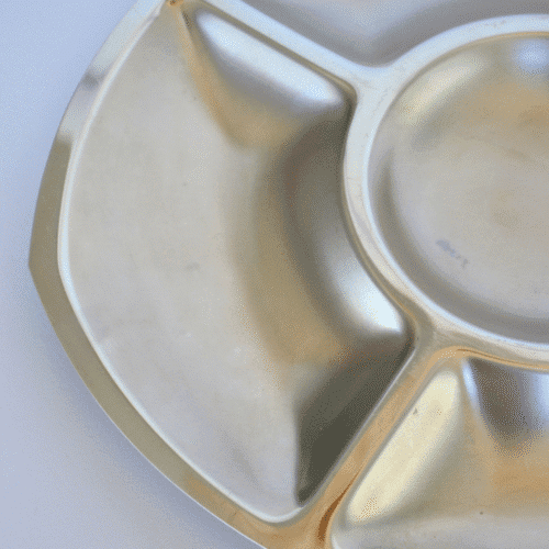 Plateau ovale compartimenté en inox vintage Guy Degrenne | Twicy Store