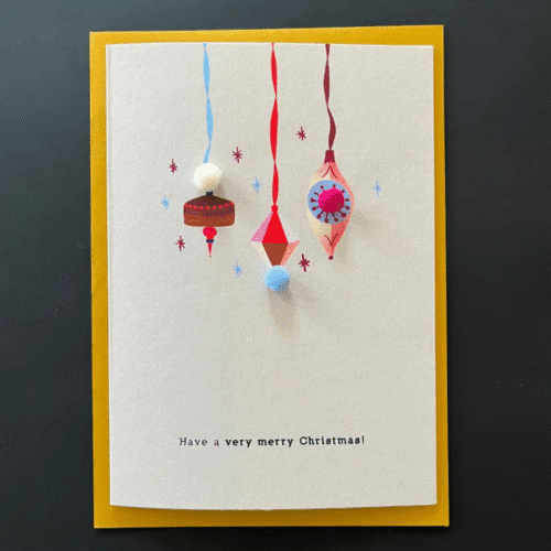 Carte "Boules de Noël" avec pompons | Twicy Store