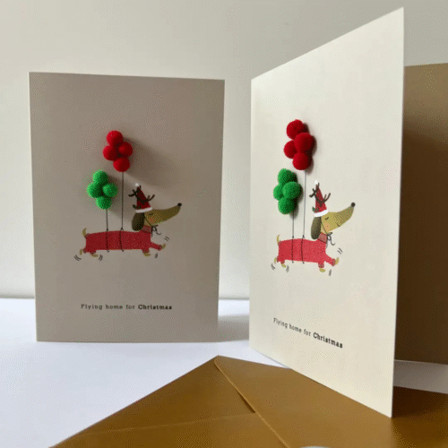 Carte "Chien de Noël" avec pompons | Twicy Store