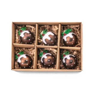 Mini boules de Noël en forme de pudding – Lot de 6 | Twicy Store