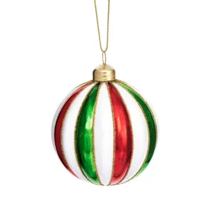 Boule de Noël en verre rayée rouge, verte et blanche | Twicy Store