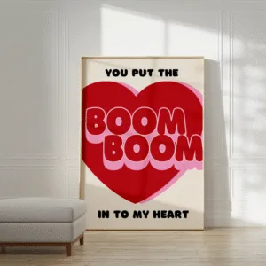 Affiche « Boom boom into my heart » coeur pop et coloré | Twicy Store