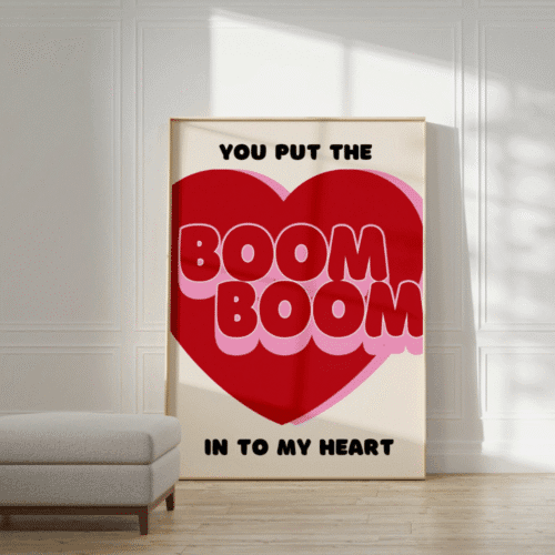 Affiche "Boom boom into my heart" coeur pop et coloré | Twicy Store
