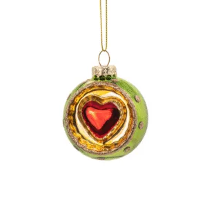 Boule de Noël en verre cœur rétro multicolores – 4 coloris au choix | Twicy Store